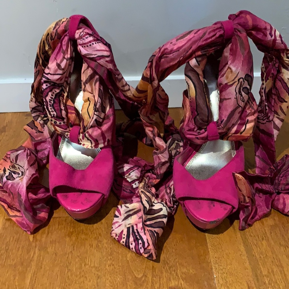 Tie Up Fuschia Heels